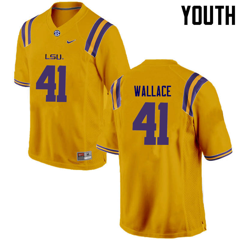 Youth LSU Tigers #41 Abraham Wallace College Football Jerseys Game-Gold